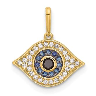 Diamond2Deal 14k Yellow Gold Polished Multi-color Cubic Zirconia Evil Eye Pendant