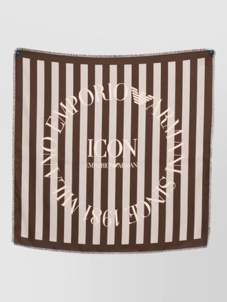 Emporio Armani silk foulard striped design fringed edges