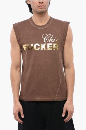 Dsquared2 Sleeveless T-Shirt FUCKER with Metallic-Effect Print size Xxl