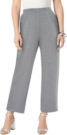 Roaman's Soft Knit Straight Leg Capri Pant in Medium Heather Grey at Nordstrom, Size Small