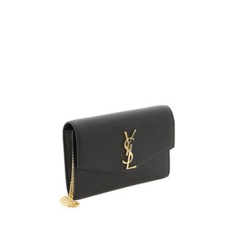 Saint Laurent Womens Black Calf Leather Bos Taurus Wallet