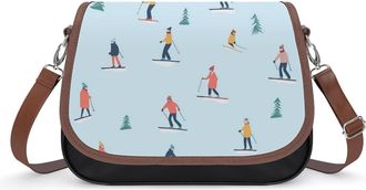 Generic Winter Sports Skiing Small Womens Crossbody Bags Shoulder Handbag with Adjustable Strap for Travel