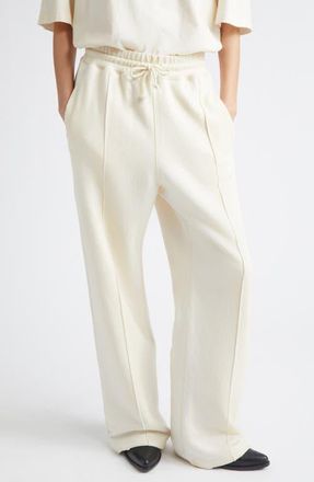 Golden Goose Gender Inclusive Star Pintuck Fleece Wide Leg Pants in Artic Wolf at Nordstrom, Size X-Small