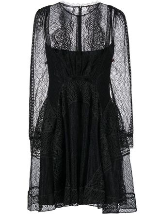 Alberta Ferretti Abito corto con inserti - Nero