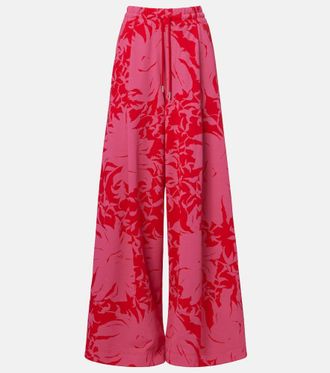 Dries Van Noten Floral pleated cotton jersey sweatpants