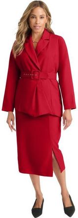 Jessica London Belted Skirt Suit in Classic Red at Nordstrom, Size 14