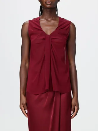 Hanita Sleeveless Draped Polyester Blouse with V-Neck
