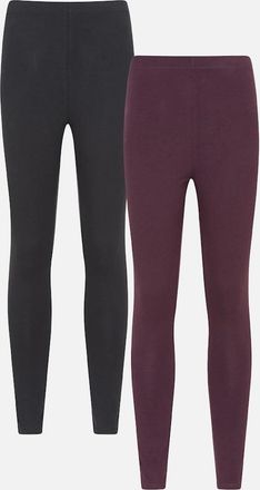 Mountain Warehouse Womens Mountain Warehouse Womens/Ladies Cotton Blend Midweight Leggings (Pack of 2) - Purple - Size: 18/32in