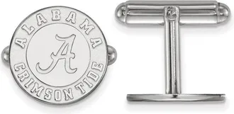 Diamond2Deal Sterling Silver Rhodium-plated Alabama Crimson Tide Cuff Links