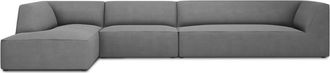 MICADONI Sofá esquinero izquierdo 5 plazas de tela gris