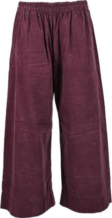 Another Label Wide-Leg Crop Trousers with Elastic Waistband and Pleated Detail