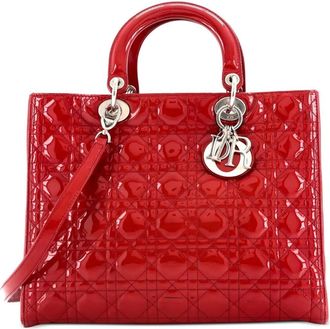 Dior Lady Dior Bag Cannage Quilt Patent Large satchel - Rood