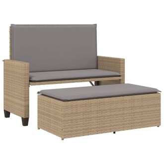 vidaXL Vidaxl - Panca Da Giardino Con Cuscini E Poggiapiedi Beige In Polyrattan