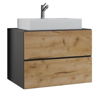 ebuy24 Vcm 2 Pcs Lavabo Lavabo Gabinete Inferior Ancho 80 Cm Muebles De Ba&ntilde;o Con Cajones Lendas (antracita / Roble Miel)
