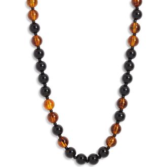 Nordstrom Round Beaded Necklace in Brown- Black- Gold at Nordstrom