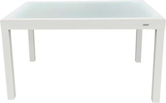 Pondecor Interiorismo Mesa jard&iacute;n ext ibiza rectangular aluminio blanco-cristal transl&uacute;cido