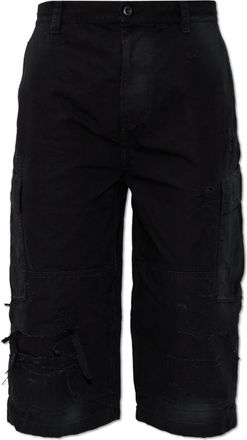 Balenciaga Cropped Cargo Pants - Heren - Korte Broeken - Zwart - L - Katoen - Korte Broeken