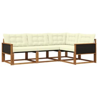 vidaXL Conjunto De Sof&aacute;s De Exterior Con Coj&iacute;n 4 Pcs Natural Y Crema Vidaxl