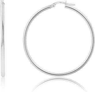 MAX + STONE Solid 10k or 14k Gold 2mm Thick Tube Hoop Earrings 12MM to 50MM