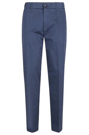 Eleventy Blue Chino Front-Pences Cotton Chino Pants