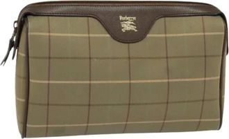 Burberry Pre-owned Clutches, female, Beige, Size: ONE SIZE Pre-owned Canvas Clutch Bag