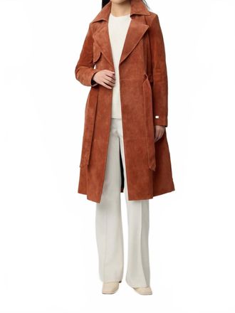 Soia & Kyo Alexis-N Slim-Fit Suede Trench Coat In Copper