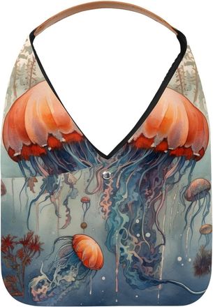 Generic Jellyfish Reusable Lightweight Grocery Bags - Foldable Into Compact Pouch, Washable & Sturdy, Multipurpose for Shopping and Travel