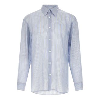 Dries Van Noten Casual Shirts, male, Blue, Size: M Croom Cupro Shirt