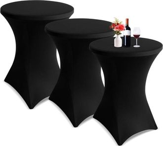 OEM Juego De 3 Manteles Altos Para Mesa De Bistr&oacute; De 80 A 85 Cm De Di&aacute;metro, Mantel Redondo Negro Para C&oacute;ctel, Mantel El&aacute;stico De Licra Para Mesa De C&oacute;cte