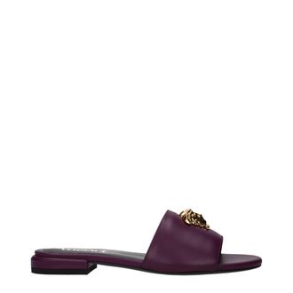 Versace Purple Leather Womens Slippers