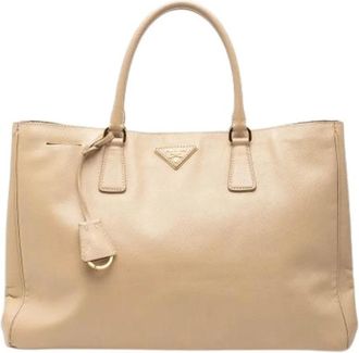 Prada Pre-owned Tote Bags, female, Beige, Size: ONE SIZE Pre-owned Leather Tote