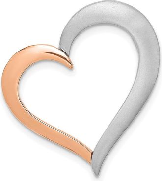 Diamond2Deal 14K Two-tone Polished and Satin Heart Chain Slide