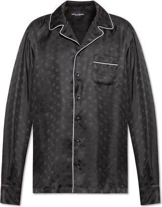 Dolce & Gabbana Zijden shirt met zak - Heren - Casual Overhemden - Zwart - XL - Overhemden