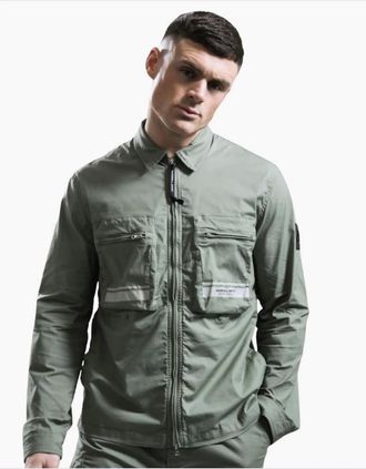 Marshall Artist Mens Marshall Artist Seafield Overshirt Sage - Blue - Size: Regular/40