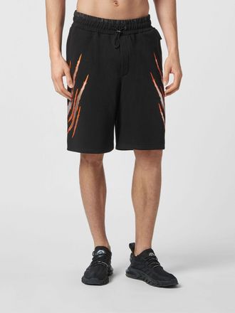 Plein Sport Jersey Sports Shorts with All-Over Graphic Print