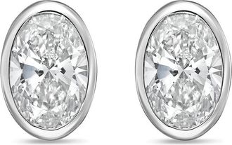 Diana M. Jewels 14Kt White Gold 3.00 cts Lab Grown Oval Diamond Bezel Studs