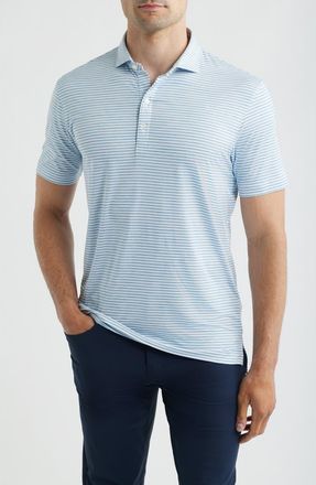 Johnnie-O Seymour Stripe Featherweight Performance Polo in Sailor at Nordstrom, Size Xx-Large