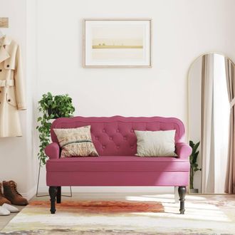 vidaXL Banco Con Respaldo Terciopelo Rojo Tinto 119,5x64,5x75 Cm Vidaxl