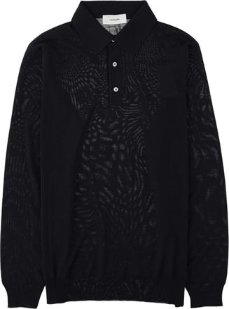 Lardini Black Polo Collar Textured Sweater