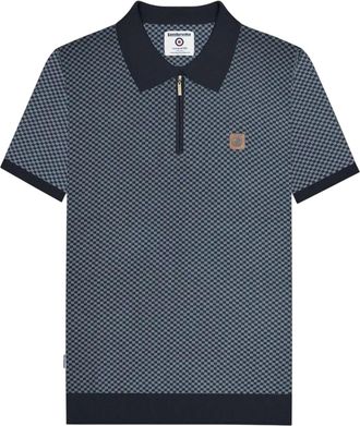 Lambretta Heren Gebreide Kwart Rits Poloshirt (Marineblauw)
