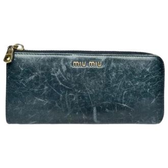 Miu Miu Pre-owned Leather Wallet - Dames - Vintage Accessoires - Blauw - ONE Size - Leer - Vintage