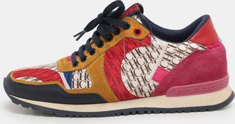 Carolina Herrera Multicolor Leather And Satin Low Top Sneakers