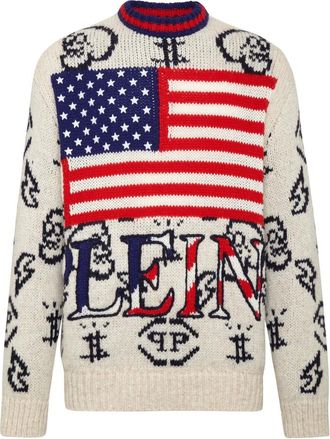 Philipp Plein Truien & Vesten, Heren, Beige, L, Wol, Pullover Ronde Hals