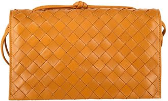 Bottega Veneta Ochre Lambskin Leather Trio Intrecciato Shoulder Bag (Authentic Pre-Loved)