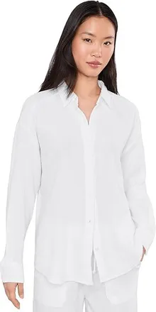 Splendid Ava Gauze Button-Down Womens Clothing White : XL (Womens 14-16), Cotton