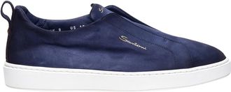 Santoni Low-Top Sneaker - Slip-On Sneaker aus Veloursleder - Gr. 43,5 (EU) - in Grau - für Damen