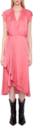 Zadig&Voltaire Randall Ruffle Satin Dress in Tea Rose at Nordstrom, Size X-Small Regular