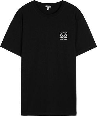Loewe Logo-embroidered Cotton T-shirt - Black - XL