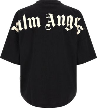 Palm Angels Logo-Print Oversized T-Shirt - Black