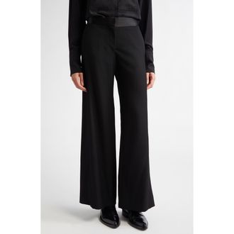 Victoria Beckham Side Panel Wool Blend Trousers in Black at Nordstrom Rack, Size 6 Us / 10 Uk